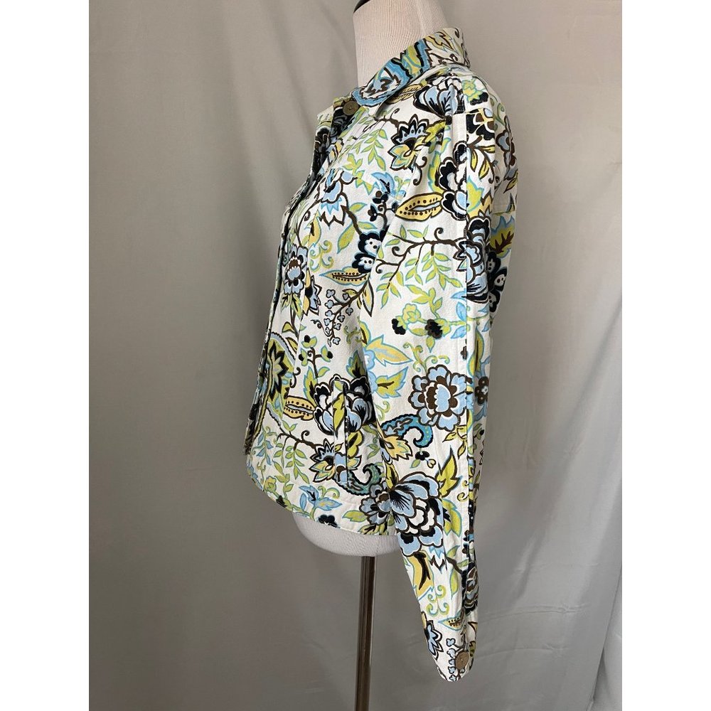 Coldwater Creek White Paisley Print Long Sleeve Jean Jacket - Picture 8 of 13